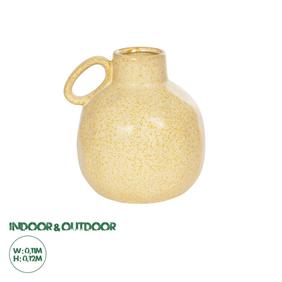 GloboStar® Artificial Garden SCHEELITE 21508 Διακοσμητικό Κεραμικό Βάζo Μπέζ Φ11 x Υ12 cm