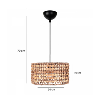 GLOBOSTAR® POMEGRANDE 204-0158 Boho Κρεμαστό Φωτιστικό Οροφής με Ντουί 1 x E27 AC 220-240V IP20 - Μπεζ & Καφέ - Μ30 x Π30 x Υ16cm