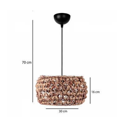 GLOBOSTAR® DARIO 204-0159 Boho Κρεμαστό Φωτιστικό Οροφής με Ντουί 1 x E27 AC 220-240V IP20 - Καφέ - Μ29 x Π29 x Υ16cm