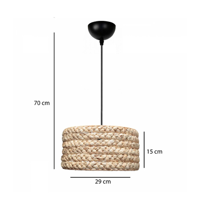 GLOBOSTAR® POMEGRANDE 204-0161 Boho Κρεμαστό Φωτιστικό Οροφής με Ντουί 1 x E27 AC 220-240V IP20 - Μπεζ - Μ29 x Π29 x Υ15cm