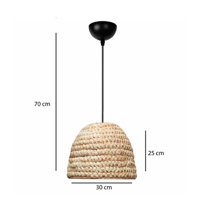 GLOBOSTAR® MEKA 204-0163 Boho Κρεμαστό Φωτιστικό Οροφής με Ντουί 1 x E27 AC 220-240V IP20 - Μπεζ - Μ30 x Π30 x Υ25cm