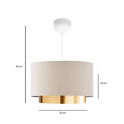 GLOBOSTAR® BASIL 204-0173 Μοντέρνο Κρεμαστό Φωτιστικό Οροφής με Ντουί 1 x E27 AC 220-240V IP20 - Μπεζ & Χρυσό - Μ30 x Π30 x Υ20cm