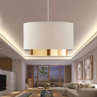 GLOBOSTAR® BASIL 204-0173 Μοντέρνο Κρεμαστό Φωτιστικό Οροφής με Ντουί 1 x E27 AC 220-240V IP20 - Μπεζ & Χρυσό - Μ30 x Π30 x Υ20cm