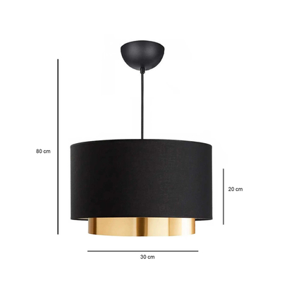 GLOBOSTAR® BASIL 204-0174 Μοντέρνο Κρεμαστό Φωτιστικό Οροφής με Ντουί 1 x E27 AC 220-240V IP20 - Μαύρο & Χρυσό - Μ30 x Π30 x Υ20cm