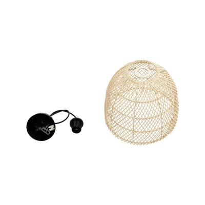 GLOBOSTAR® CESTINO 204-0178 Boho Κρεμαστό Φωτιστικό Οροφής Μονόφωτο 1 x E27 AC 220-240V IP20 Μπεζ - Μ30 x Π30 x Υ25cm