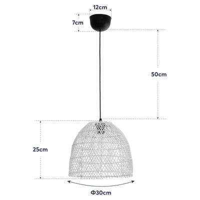 GLOBOSTAR® CESTINO 204-0178 Boho Κρεμαστό Φωτιστικό Οροφής Μονόφωτο 1 x E27 AC 220-240V IP20 Μπεζ - Μ30 x Π30 x Υ25cm