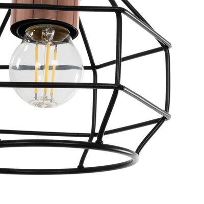 GLOBOSTAR® BUR 204-0180 Μοντέρνο Κρεμαστό Φωτιστικό Οροφής Μονόφωτο 1 x E27 AC 220-240V IP20 Μαύρο - Μ16 x Π16 x Υ19cm