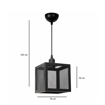 GLOBOSTAR® JAULA 204-0181 Μοντέρνο Κρεμαστό Φωτιστικό Οροφής Μονόφωτο 1 x E27 AC 220-240V IP20 Μαύρο - Μ16 x Π16 x Υ16cm