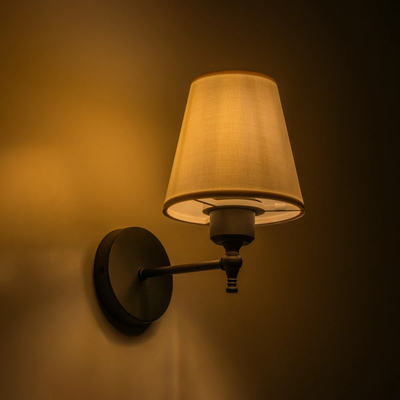 GLOBOSTAR® ELEGANTE 204-0186 Μοντέρνο Φωτιστικό Τοίχου - Απλίκα με Ντουί 1 x E27 AC 220-240V IP20 - Μαύρο & Μπεζ - Μ14 x Π22 x Υ24cm