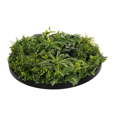 GloboStar® Artificial Garden VARIOUS PLANTS ROUND WALL DISC 20689 Τεχνητό Διακοσμητικό Στρογγυλό Πάνελ Φυλλωσιάς - Κάθετος Κήπος Μιξ Μ70 x Π70 x Υ15cm