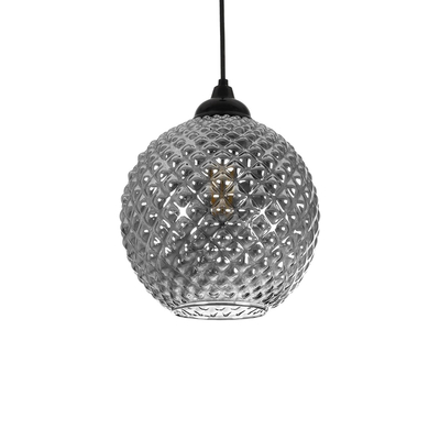 GLOBOSTAR® KEGEL 206-0003 Μοντέρνο Κρεμαστό Φωτιστικό Οροφής με Ντουί 1 x E27 AC 220-240V IP20 - Μαύρο Φιμέ - Μ20 x Π20 x Υ20cm