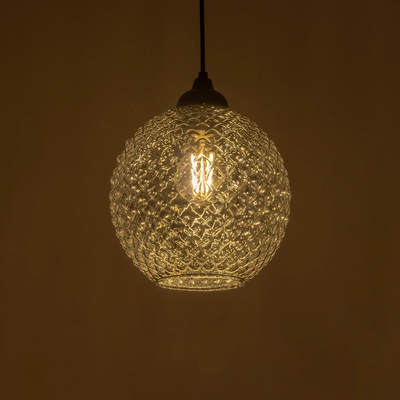 GLOBOSTAR® KEGEL 206-0003 Μοντέρνο Κρεμαστό Φωτιστικό Οροφής με Ντουί 1 x E27 AC 220-240V IP20 - Μαύρο Φιμέ - Μ20 x Π20 x Υ20cm