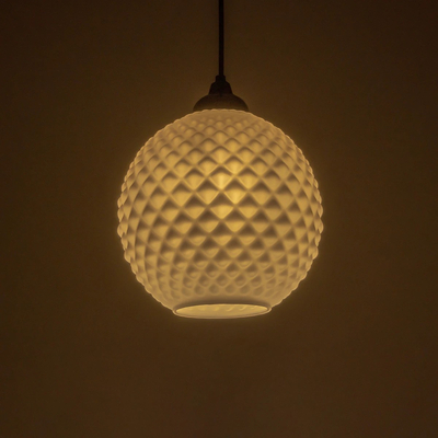 GLOBOSTAR® KEGEL 206-0004 Μοντέρνο Κρεμαστό Φωτιστικό Οροφής με Ντουί 1 x E27 AC 220-240V IP20 - Λευκό - Μ20 x Π20 x Υ20cm