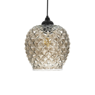 GLOBOSTAR® KEGEL 206-0006 Μοντέρνο Κρεμαστό Φωτιστικό Οροφής με Ντουί 1 x E27 AC 220-240V IP20 - Μαύρο Φιμέ - Μ19 x Π19 x Υ19cm