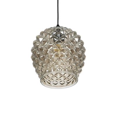 GLOBOSTAR® KEGEL 206-0006 Μοντέρνο Κρεμαστό Φωτιστικό Οροφής με Ντουί 1 x E27 AC 220-240V IP20 - Μαύρο Φιμέ - Μ19 x Π19 x Υ19cm