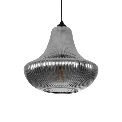 GLOBOSTAR® VERRE 206-0021 Μοντέρνο Κρεμαστό Φωτιστικό Οροφής με Ντουί 1 x E27 AC 220-240V IP20 - Μαύρο Φιμέ - Μ38 x Π38 x Υ34cm