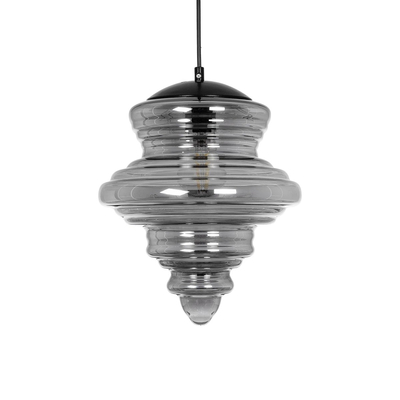 GLOBOSTAR® CORTE 206-0028 Μοντέρνο Κρεμαστό Φωτιστικό Οροφής με Ντουί 1 x E27 AC 220-240V IP20 - Μαύρο Φιμέ - Μ25 x Π25 x Υ30cm