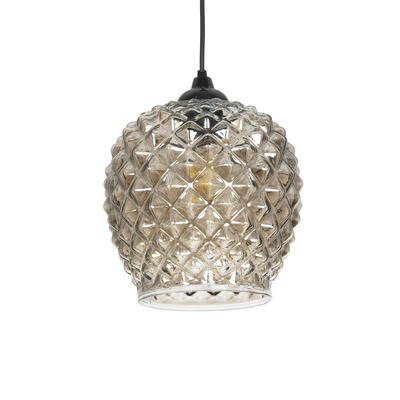 GLOBOSTAR® KEGEL 206-0006 Μοντέρνο Κρεμαστό Φωτιστικό Οροφής με Ντουί 1 x E27 AC 220-240V IP20 - Μαύρο Φιμέ - Μ19 x Π19 x Υ19cm