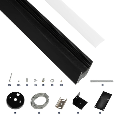 GLOBOSTAR® ALP-LINEAR LUMILINE 61764-3M Επιφανειακό / Κρεμαστό / Επιτοίχιο Προφίλ Αλουμινίου με Λευκό Γαλακτερό Πατητό Κάλυμμα για Ταινίες LED IP20 - Μαύρο Ματ - Μ300 x Π3.5 x Υ7cm