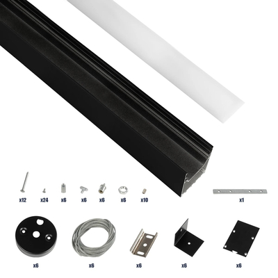 GLOBOSTAR® ALP-LINEAR BRIGHTRAIL 61775-3M Επιφανειακό / Κρεμαστό / Επιτοίχιο Προφίλ Αλουμινίου με Λευκό Γαλακτερό Πατητό Κάλυμμα για Ταινίες LED IP20 - Μαύρο Ματ - Μ300 x Π5 x Υ7.5cm