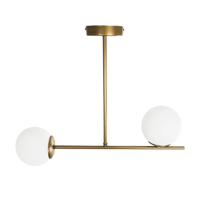 GLOBOSTAR® GLOBUS 201-0119 Μοντέρνο Φωτιστικό Οροφής με Ντουί 2 x E27 AC 220-240V IP20 - Λευκό & Χρυσό - Μ65 x Π15 x Υ23cm