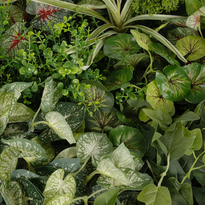 GloboStar® Artificial Garden VARIOUS PLANTS ROUND WALL DISC 20690 Τεχνητό Διακοσμητικό Στρογγυλό Πάνελ Φυλλωσιάς - Κάθετος Κήπος Μιξ Μ80 x Π80 x Υ20cm