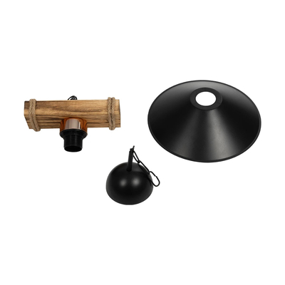 GLOBOSTAR® GLISTER PRO 201-0117 Vintage Κρεμαστό Φωτιστικό Οροφής με Ντουί 1 x E27 AC 220-240V IP20 - Μαύρο & Μπεζ - Μ25 x Π25 x Υ15cm