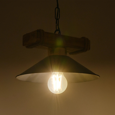 GLOBOSTAR® GLISTER PRO 201-0117 Vintage Κρεμαστό Φωτιστικό Οροφής με Ντουί 1 x E27 AC 220-240V IP20 - Μαύρο & Μπεζ - Μ25 x Π25 x Υ15cm