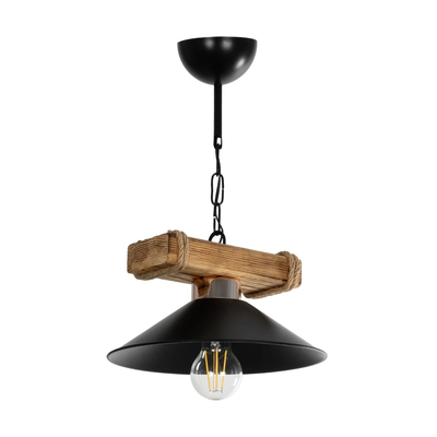 GLOBOSTAR® GLISTER PRO 201-0117 Vintage Κρεμαστό Φωτιστικό Οροφής με Ντουί 1 x E27 AC 220-240V IP20 - Μαύρο & Μπεζ - Μ25 x Π25 x Υ15cm