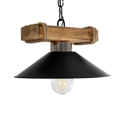 GLOBOSTAR® GLISTER PRO 201-0117 Vintage Κρεμαστό Φωτιστικό Οροφής με Ντουί 1 x E27 AC 220-240V IP20 - Μαύρο & Μπεζ - Μ25 x Π25 x Υ15cm