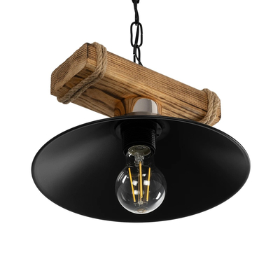 GLOBOSTAR® GLISTER PRO 201-0117 Vintage Κρεμαστό Φωτιστικό Οροφής με Ντουί 1 x E27 AC 220-240V IP20 - Μαύρο & Μπεζ - Μ25 x Π25 x Υ15cm