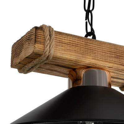 GLOBOSTAR® GLISTER PRO 201-0117 Vintage Κρεμαστό Φωτιστικό Οροφής με Ντουί 1 x E27 AC 220-240V IP20 - Μαύρο & Μπεζ - Μ25 x Π25 x Υ15cm