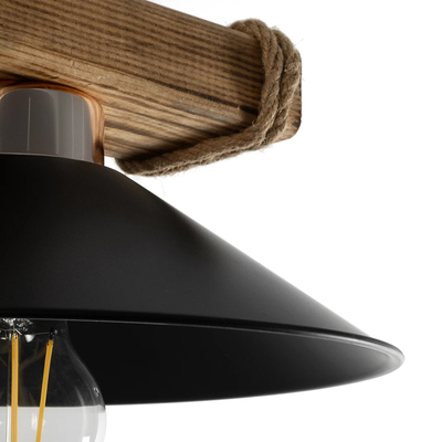 GLOBOSTAR® GLISTER PRO 201-0117 Vintage Κρεμαστό Φωτιστικό Οροφής με Ντουί 1 x E27 AC 220-240V IP20 - Μαύρο & Μπεζ - Μ25 x Π25 x Υ15cm