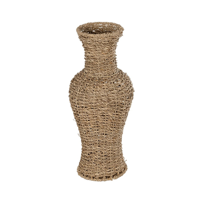 GloboStar® Artificial Garden TEXAS 21238 Διακοσμητικό Πλεκτό Καλάθι - Κασπώ Γλάστρα - Flower Pot Μπεζ Μ20 x Π20 x Υ43cm