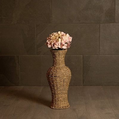 GloboStar® Artificial Garden TEXAS 21238 Διακοσμητικό Πλεκτό Καλάθι - Κασπώ Γλάστρα - Flower Pot Μπεζ Μ20 x Π20 x Υ43cm