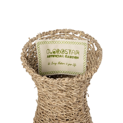 GloboStar® Artificial Garden CALIFORNIA 21239 Διακοσμητικό Πλεκτό Καλάθι - Κασπώ Γλάστρα - Flower Pot Μπεζ Μ20 x Π20 x Υ43cm