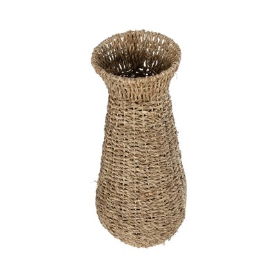 GloboStar® Artificial Garden PANAMA 21241 Διακοσμητικό Πλεκτό Καλάθι - Κασπώ Γλάστρα - Flower Pot Μπεζ Μ20 x Π20 x Υ40cm