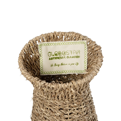 GloboStar® Artificial Garden PANAMA 21241 Διακοσμητικό Πλεκτό Καλάθι - Κασπώ Γλάστρα - Flower Pot Μπεζ Μ20 x Π20 x Υ40cm