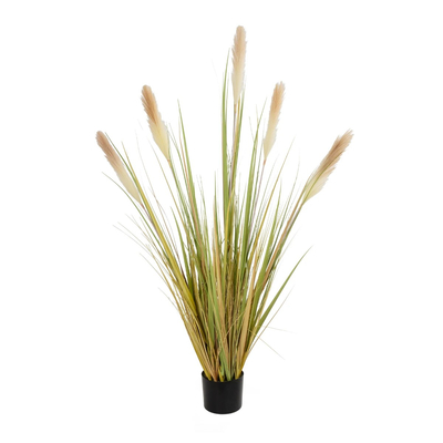 GloboStar® Artificial Garden PAMPAS GRASS 21478 Τεχνητό Διακοσμητικό Φυτό Μπεζ & Πράσινο Πάμπας Μ90 x Π40 x Υ150cm