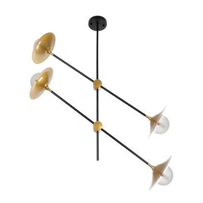 GLOBOSTAR® JOLIET 999-0044 Μοντέρνο Φωτιστικό Οροφής με Ντουί 4 x G9 AC 220-240V IP20 - Μαύρο & Χρυσό - Μ93 x Π20 x Υ106cm