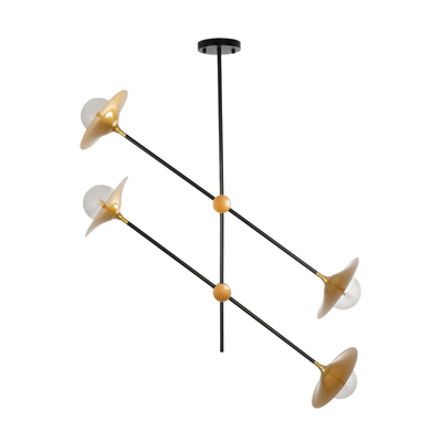 GLOBOSTAR® JOLIET 999-0044 Μοντέρνο Φωτιστικό Οροφής με Ντουί 4 x G9 AC 220-240V IP20 - Μαύρο & Χρυσό - Μ93 x Π20 x Υ106cm