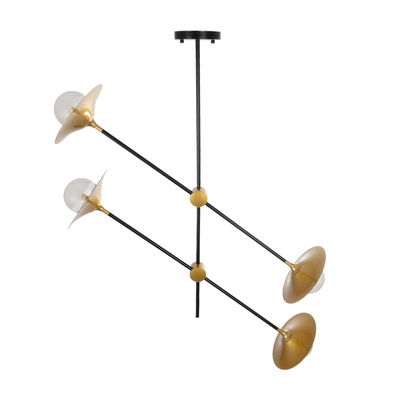 GLOBOSTAR® JOLIET 999-0044 Μοντέρνο Φωτιστικό Οροφής με Ντουί 4 x G9 AC 220-240V IP20 - Μαύρο & Χρυσό - Μ93 x Π20 x Υ106cm