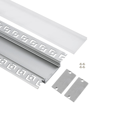 GLOBOSTAR® ALP-PLASTERIN GYPSO 70861-1M Χωνευτό Προφίλ Αλουμινίου Ειδικό για Γυψοσανίδα με Λευκό Γαλακτερό Πατητό Κάλυμμα για Ταινίες LED IP20 - Ασημί & Λευκό - Μ100 x Π7.8 x Υ1.4cm