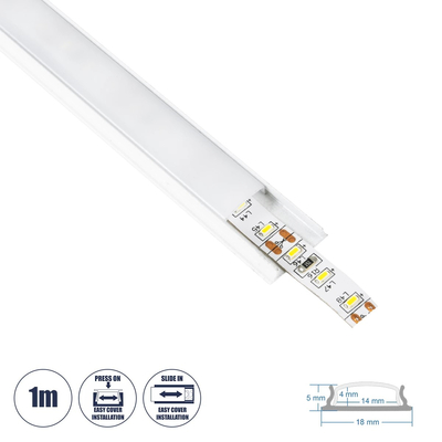 GLOBOSTAR® ALP-LINEAR CURBARIO 70863-1M Επιφανειακό Εύκαμπτο Προφίλ Αλουμινίου με Λευκό Γαλακτερό Πατητό Κάλυμμα για Ταινίες LED IP20 - Λευκό - Μ100 x Π1.8 x Υ0.5cm