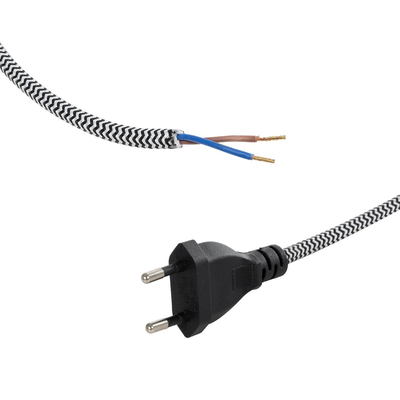 GLOBOSTAR® WHIP 77670 Μοντέρνο DIY Υφασμάτινο Καλώδιο με Διακόπτη On/Off AC 220-240V IP20 - Λευκό & Μαύρο - Μ150 x Π2.7 x Υ1.9cm