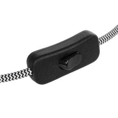 GLOBOSTAR® WHIP 77670 Μοντέρνο DIY Υφασμάτινο Καλώδιο με Διακόπτη On/Off AC 220-240V IP20 - Λευκό & Μαύρο - Μ150 x Π2.7 x Υ1.9cm