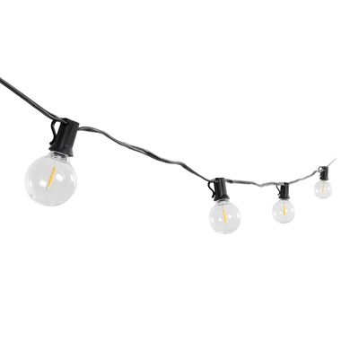 GLOBOSTAR® TWILIGHT 79667 Μοντέρνο Φωτιστικό Κήπου Γιρλάντα 7.7m με 15 Λάμπες & IR Ασύρματο Χειριστήριο LED 9W 810lm 360° DC 3.7V με Ενσωματωμένο Φωτοβολταϊκό Panel 5.5V 1.5W & Επαναφορτιζόμενη Μπαταρία Li-ion 3.6V 1x18650 2200mAh Αδιάβροχο IP65 Θερμό Λευκό 2700Κ Dimmable - Sanan SMD Chip - Μαύρο & Διάφανο - Μ770 x Π4 x Υ7cm - 2 Χρόνια Εγγύηση