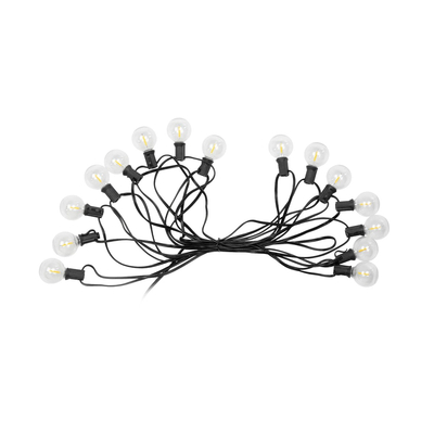 GLOBOSTAR® TWILIGHT 79667 Μοντέρνο Φωτιστικό Κήπου Γιρλάντα 7.7m με 15 Λάμπες & IR Ασύρματο Χειριστήριο LED 9W 810lm 360° DC 3.7V με Ενσωματωμένο Φωτοβολταϊκό Panel 5.5V 1.5W & Επαναφορτιζόμενη Μπαταρία Li-ion 3.6V 1x18650 2200mAh Αδιάβροχο IP65 Θερμό Λευκό 2700Κ Dimmable - Sanan SMD Chip - Μαύρο & Διάφανο - Μ770 x Π4 x Υ7cm - 2 Χρόνια Εγγύηση