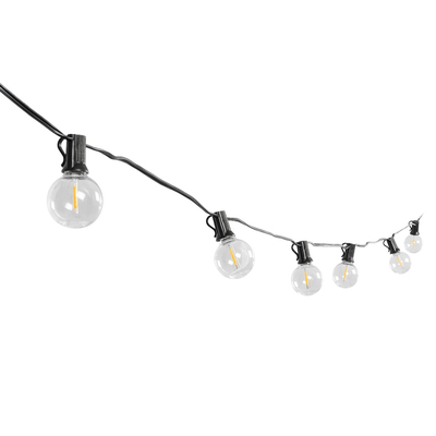 GLOBOSTAR® TWILIGHT 79668 Μοντέρνο Φωτιστικό Κήπου Γιρλάντα 10.5m με 30 Λάμπες & IR Ασύρματο Χειριστήριο LED 18W 1620lm 360° DC 3.7V με Ενσωματωμένο Φωτοβολταϊκό Panel 5.5V 3W & Επαναφορτιζόμενη Μπαταρία Li-ion 3.6V 2x18650 4400mAh Αδιάβροχο IP65 Θερμό Λευκό 2700Κ Dimmable - Sanan SMD Chip - Μαύρο & Διάφανο - Μ1050 x Π4 x Υ7cm - 2 Χρόνια Εγγύηση