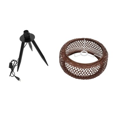 GloboStar® ZORION 999-0040 Vintage Επιτραπέζιο Φωτιστικό Πορτατίφ Μονόφωτο 1 x E27 IP20 Καφέ Ξύλο με Μαύρο Μέταλλο - Μ40 x Π40 x Υ43.5cm